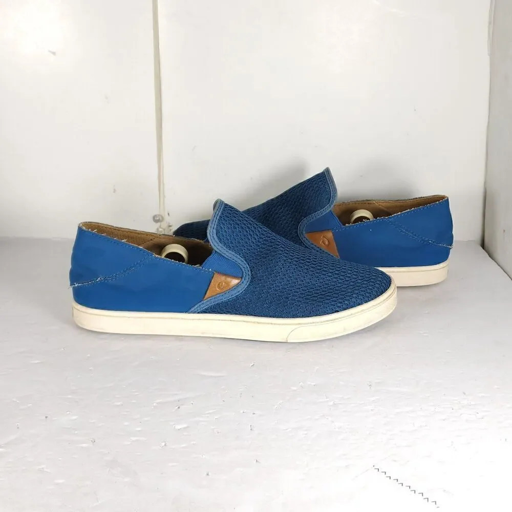 Olukai Women's Pehuea US9,5 Blue Flat Slip On Loafer Sneakers Shoes